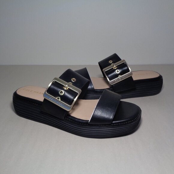Cole Haan Size 8 M ORIGINALGRAND PLATFORM SLIDES Black Sandals New Women's Shoes - Picture 1 of 16